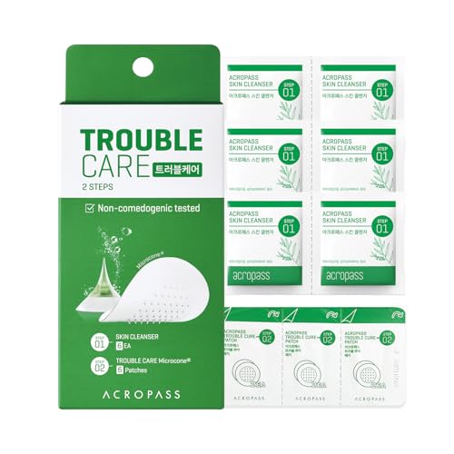 Acropass Acropass Trouble Care Microcone Acne Patch for Early Stage Pimple and Zits - Hydrocolloid, Niacimide Pimple Spot Treatment (6ct + 6 Tea Tree cleansers) 