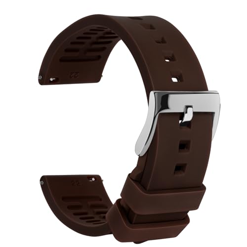 TStrap Silicone Watch Band for Men - Brown Quick Release Watch Band for Women Soft - Waterproof Smart Watch Bracelet Clasp - Correa de Silicona para Reloj Replacement - 18mm 19mm 20mm 21mm 22mm 24mm - Image 1