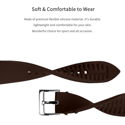 TStrap Silicone Watch Band for Men - Brown Quick Release Watch Band for Women Soft - Waterproof Smart Watch Bracelet Clasp - Correa de Silicona para Reloj Replacement - 18mm 19mm 20mm 21mm 22mm 24mm - Image 5