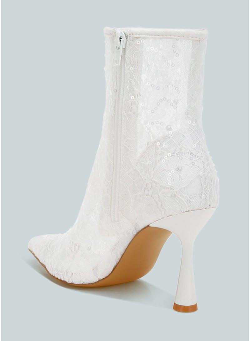لندن راج حذاء برباط من الترتر باللون الأبيض - Image 3