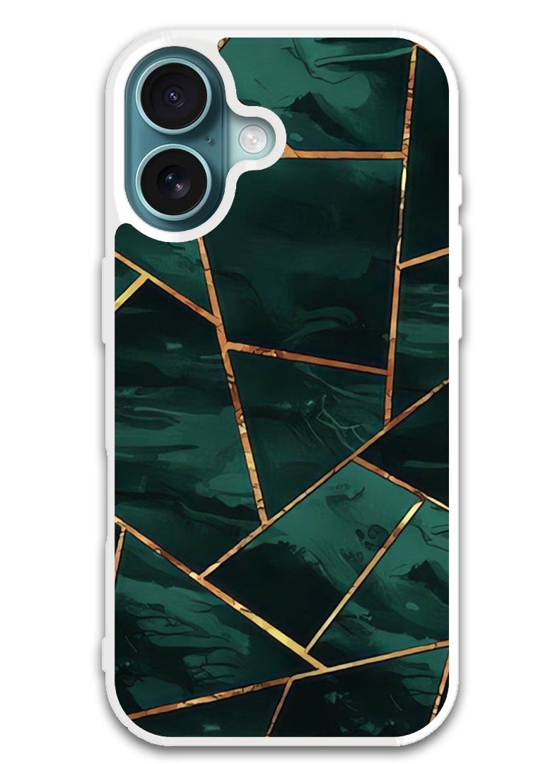 Theodor Protective Case Cover For APPLE IPHONE 16 Green Pattern (White Bumper) - Image 1