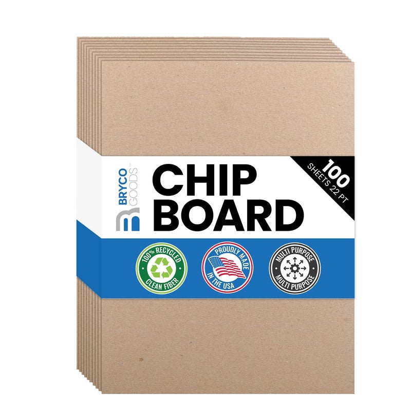 Bryco Goods Chipboard Sheets 85 x 11  100 Sheets of 22Point Kraft Board for Crafts DIY Projects and Packaging  Durable Alternative to Cardboard Sheets and MDF Board