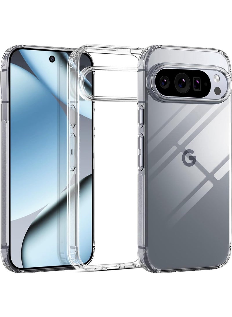 جراب متوافق مع Google Pixel 10 / Google Pixel 10 Pro - غطاء شفاف من مادة TPU السيليكونية، مقاوم للصدمات، حماية للكاميرا، وزوايا معززة ضد الصدمات - شفاف - Image 1
