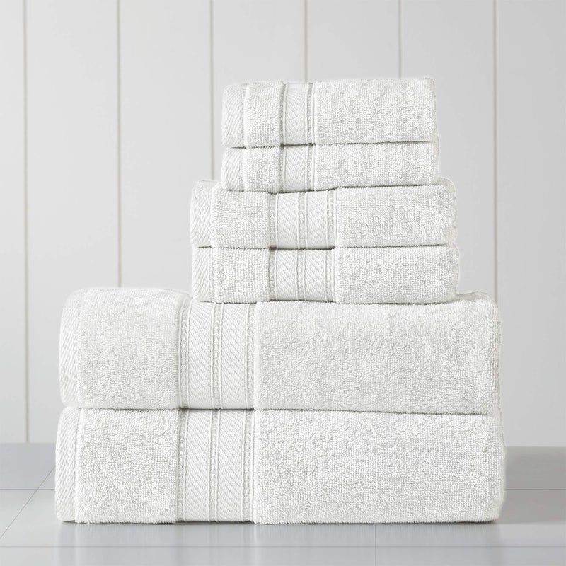 Modern Threads  Spun Loft 6Piece 100 Combed Cotton Towel Set  Bath Towels Hand Towels  Washcloths  Super Absorbent  Quick Dry  600 GSM  Soft  Plush White