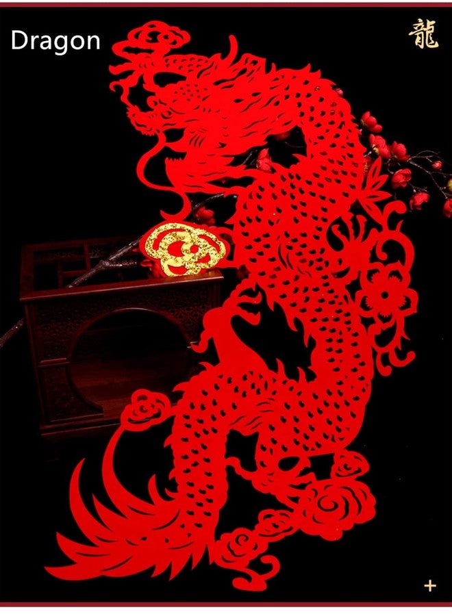 Semli Traditional Chinese Wedding Party Decoration Dragon Phoenix Door Stickers Paper-Cut Window Bars - Image 4
