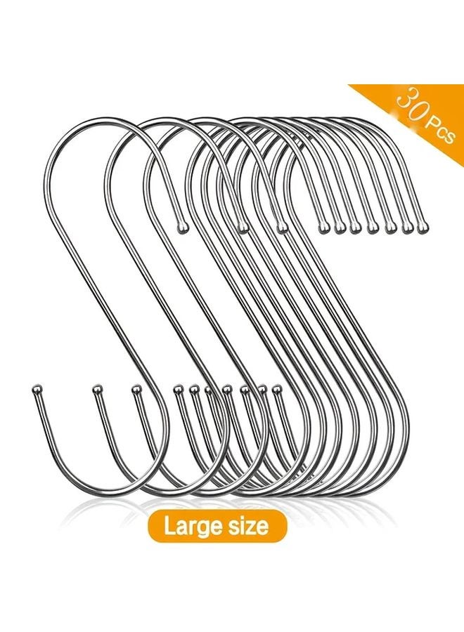 30 Pcs Large Stainless Steel Hooks Rust Proof Heavy Duty For Kitchen Bathroom - Image 1
