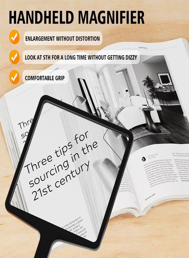 CHANGAIDA 3X Large Full Page Handheld Fresnel Magnifying Glass for Reading Small Prints, Crafting, Low Vision Seniors - Image 2