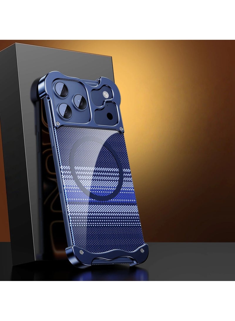 general Compatible with iPhone 17 Pro Max cases, this contoured metal bezel-less gold-plated protective cover features strong magnetic attraction for MagSafe compatibility and drop protection.