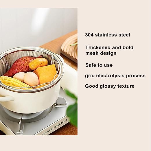 Snevad Steam Basket Basket Deep Fry BasketOven Steamer Round French Fries Steam Momos Basket for Washing Fry Steam or Cook Fruits Vegetables Grains and Pasta Air Fryer Steamer Basket - Image 4