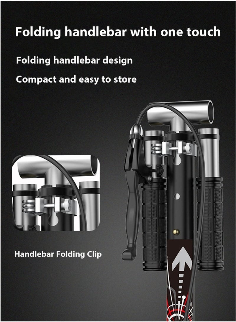 عربست سكوتر، سكوتر قابل للطي للتنقل مع نظام تعليق مضاد للصدمات، مقود قابل لضبط الارتفاع على 4 مستويات، سكوتر للأطفال بعجلات كبيرة، سعة وزن 200 كجم، مناسب للمراهقين والبالغين (أسود) - Image 5