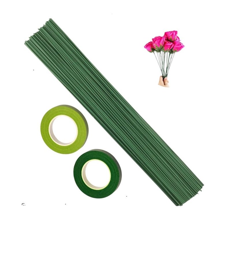 Just Flowers 15.5 Inch 50 Pc Floral Wire with 2 Floral Tape, Flower Making Accessory for DIY Bouquet Stem Wrapping and Flower Making Crafts - Image 1