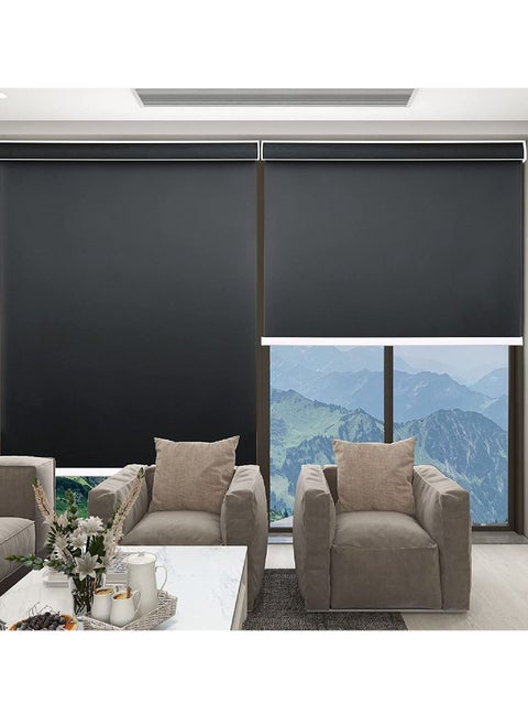 Blackout Roller Shade with Cassette Valance, Room Darkening Shades Cordless, Roller Blinds for Windows, Window Shade for Light Blocking, Easy to Install,Black, Width 150 cm Height 200 cm