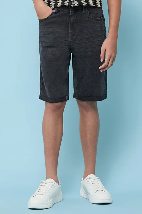 أر أند بي Washed Denim Shorts with Button Closure