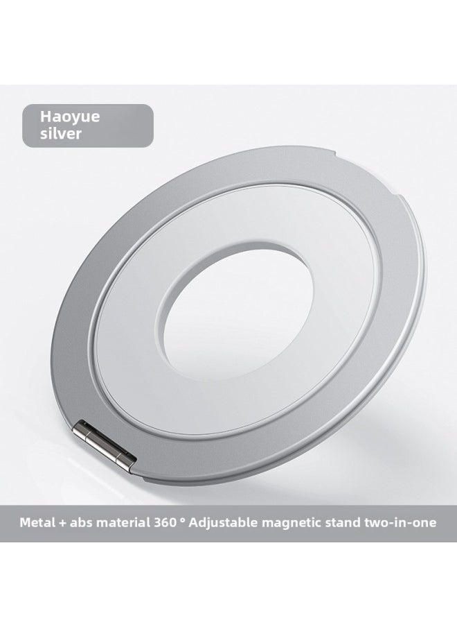 Suitable For IPad Samsung For Huawei For Xiaomi Redmi Tablet Case Universal Bracket Metal Magnetic Rotating Portable Adhesive Sticker-Color:Silver-Applicable Models:Tablet Universal Metal Stand