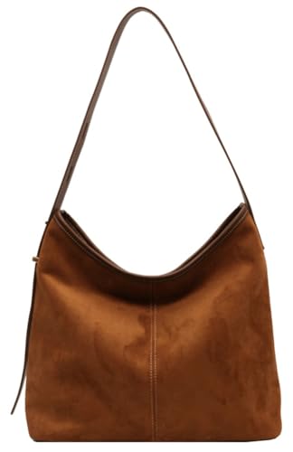 Caistre Tote Bag for Women Suede Classic Top-handle Shoulder Bags Slouchy Hobo Crossbody Bag Retro College Work Purse Handbag - Image 1