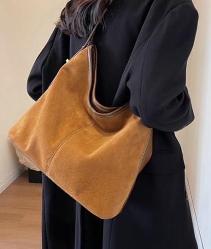 Caistre Tote Bag for Women Suede Classic Top-handle Shoulder Bags Slouchy Hobo Crossbody Bag Retro College Work Purse Handbag - Image 5
