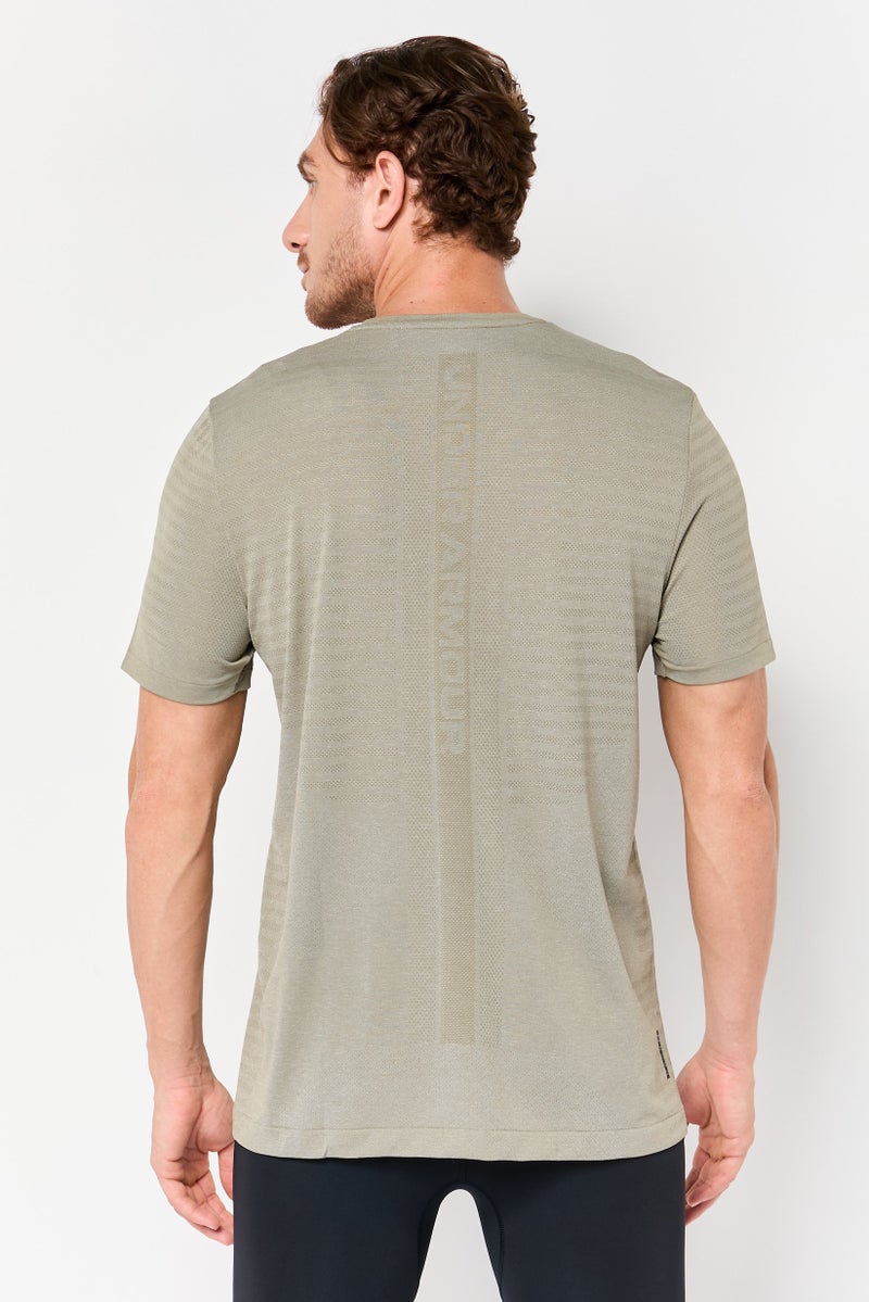 UNDER ARMOUR Men Fitted Fit Short Sleeve Training T-Shirts, Light Olive - Image 4