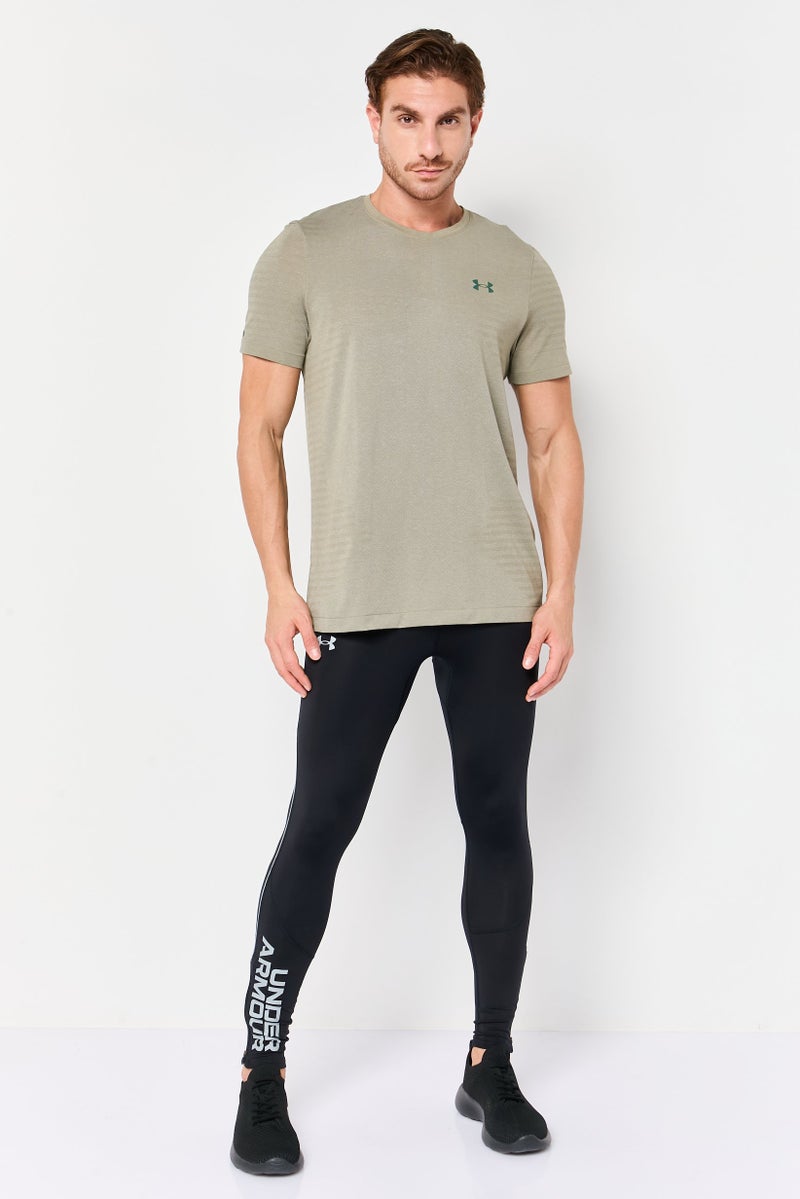 UNDER ARMOUR Men Fitted Fit Short Sleeve Training T-Shirts, Light Olive - Image 2