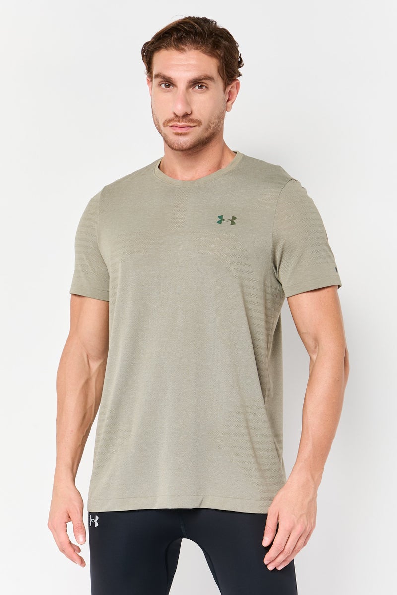 UNDER ARMOUR Men Fitted Fit Short Sleeve Training T-Shirts, Light Olive - Image 1