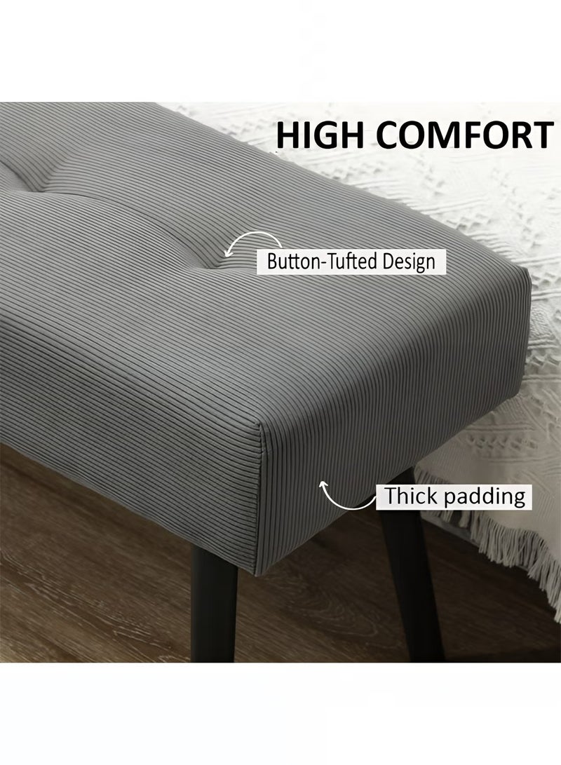 إي سمارت 120سم - مقعد عثماني بتصميم عصري مبطن من قماش مخملي مضلع - مقعد بنهاية السرير، مقعد تغيير الأحذية، مقعد لغرفة النوم والمعيشة ومدخل المنزل والردهة، رمادي - Image 5