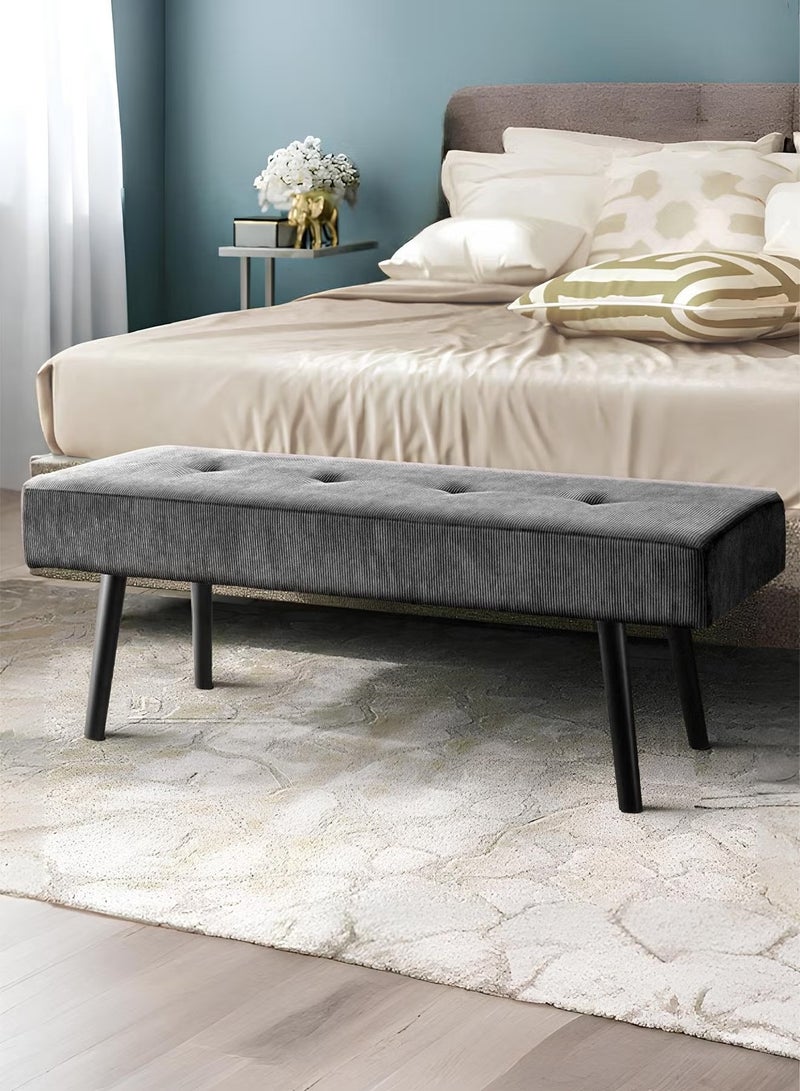 إي سمارت 120سم - مقعد عثماني بتصميم عصري مبطن من قماش مخملي مضلع - مقعد بنهاية السرير، مقعد تغيير الأحذية، مقعد لغرفة النوم والمعيشة ومدخل المنزل والردهة، رمادي - Image 1