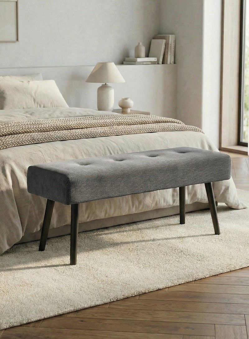 إي سمارت 120سم - مقعد عثماني بتصميم عصري مبطن من قماش مخملي مضلع - مقعد بنهاية السرير، مقعد تغيير الأحذية، مقعد لغرفة النوم والمعيشة ومدخل المنزل والردهة، رمادي - Image 1