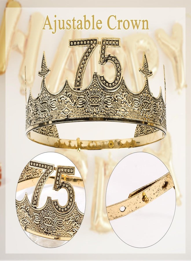 Hapdoo 75 th Birthday Decorations Set for Men - 75th Birthday Gifts for Him 75th Birthday King Crown and Sash, Happy 75th Birthday Party Favors Mens - Image 2