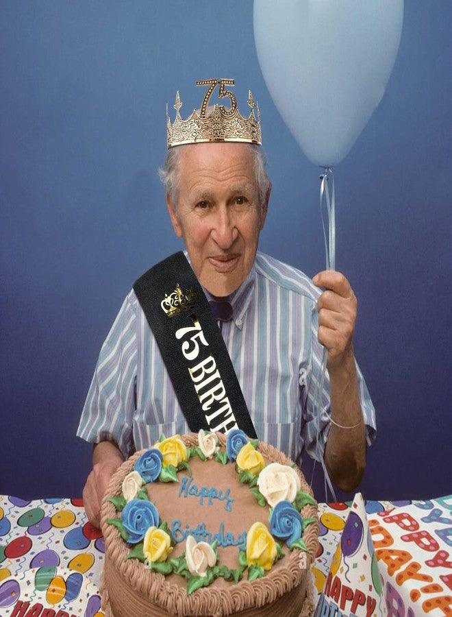 Hapdoo 75 th Birthday Decorations Set for Men - 75th Birthday Gifts for Him 75th Birthday King Crown and Sash, Happy 75th Birthday Party Favors Mens - Image 4