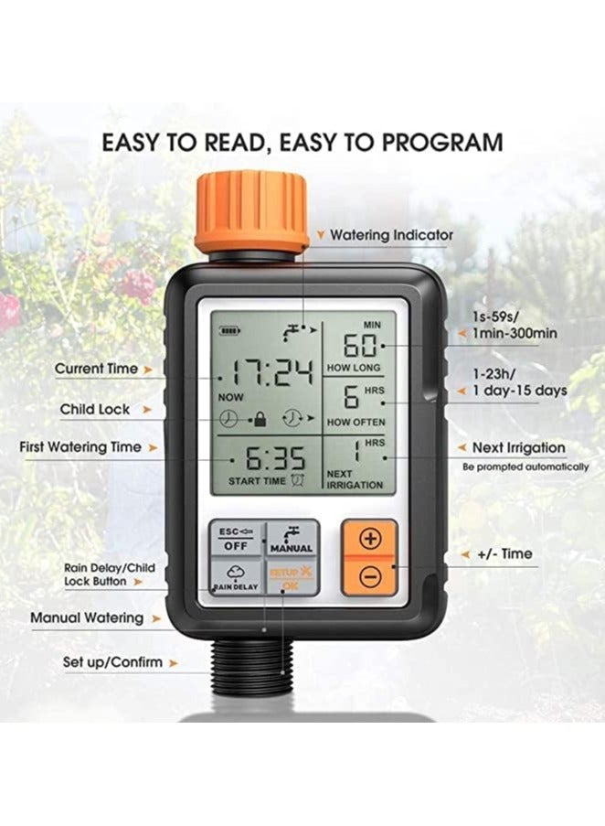 PRIMO PLUS Large Screen Automatic Watering Timer Black/Orange - Image 2
