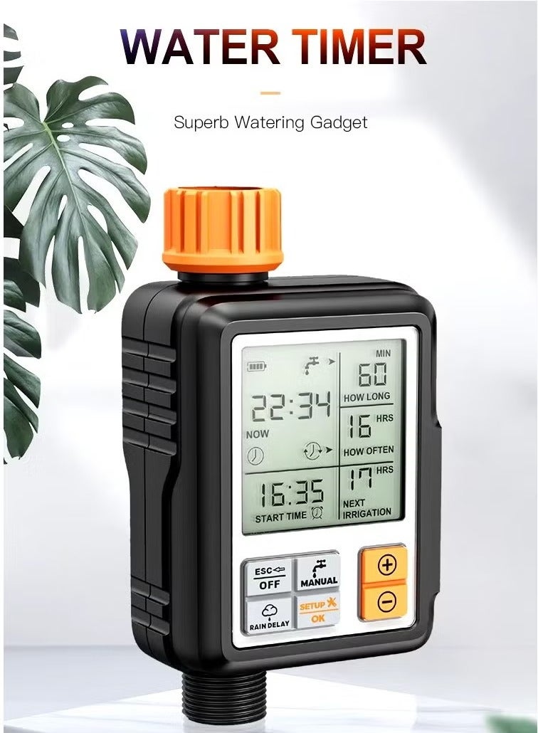 PRIMO PLUS Large Screen Automatic Watering Timer Black/Orange - Image 5