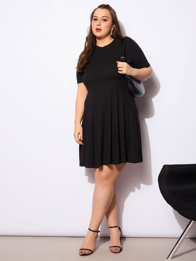 SASSAFRAS Ribbed Fit Flare Dress - Image 2