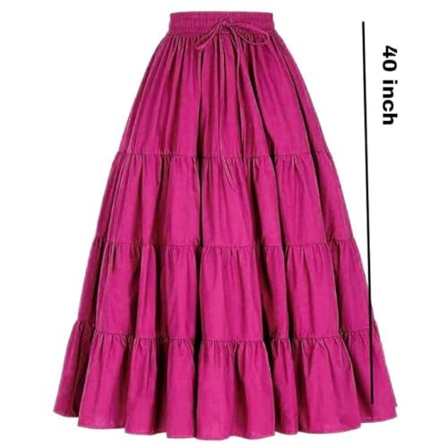JANAK Women Crepe Maxi Skirt (584_Magenta_Free Size) - Image 2