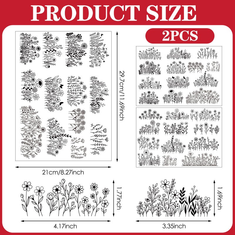 INCOK Flower Water Soluble Embroidery Patterns, 25 Pcs Stick and Stitch Embroidery Papers Wash Away Pre-Printed Floral Pattern Transfers, Customized Gift for Hand Sewing Lover Beginners - Image 3
