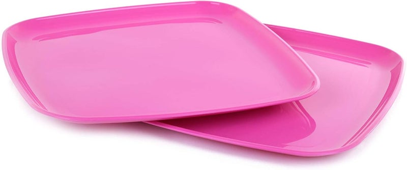Mintra Office Mintra Home Reusable Plastic Plates Fuschia Square Serving Plate 2pk 14in - Image 1