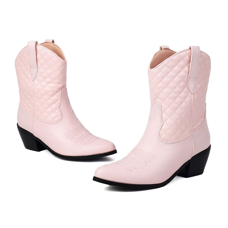 New Fashion High-Heeled Western Boots For 2024 40-48 Plus Size Low-Heeled Boots - Image 1