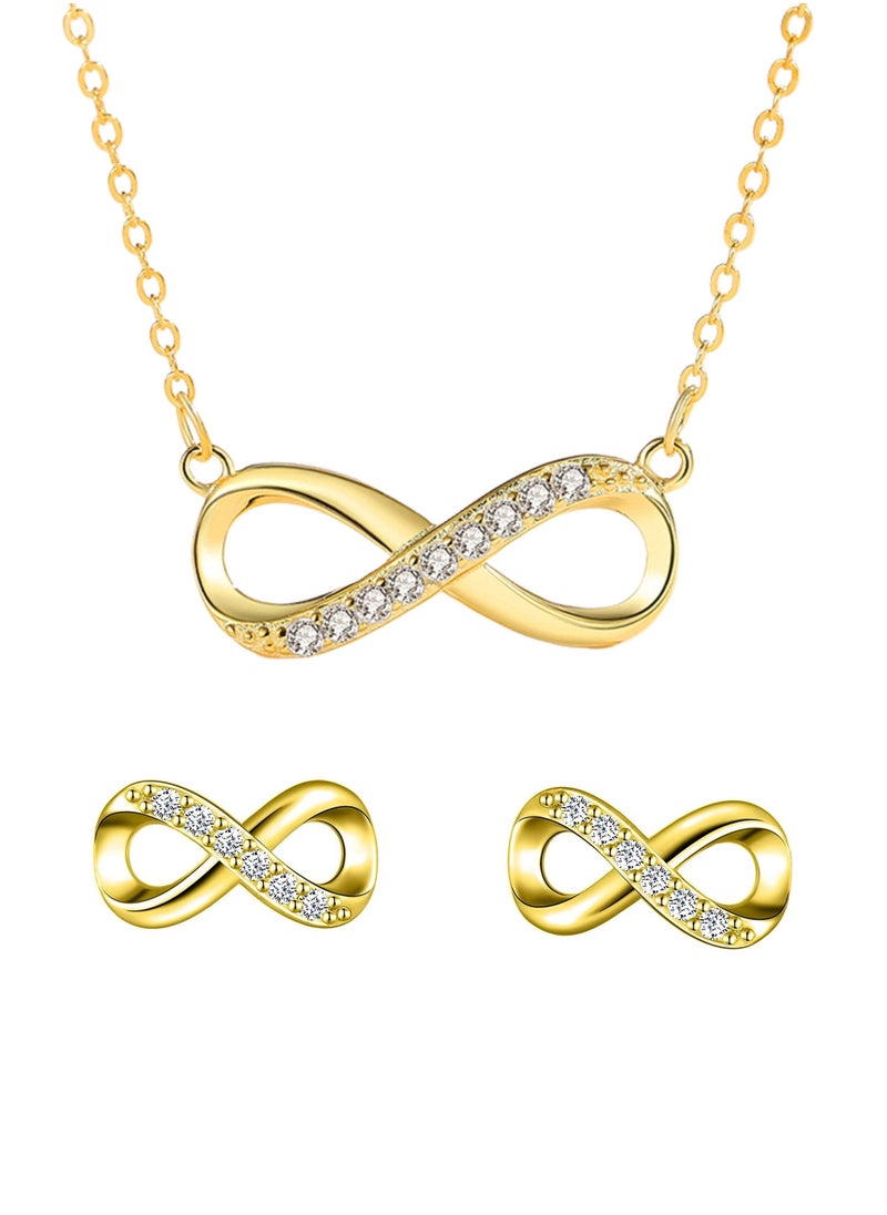 SYNSYB 925 Sterling  Necklace  Earrings Jewelry Sets with Gift Box Gold Plated Diamond Women Necklace Mother's Day Gift for Women Girls  - Image 1