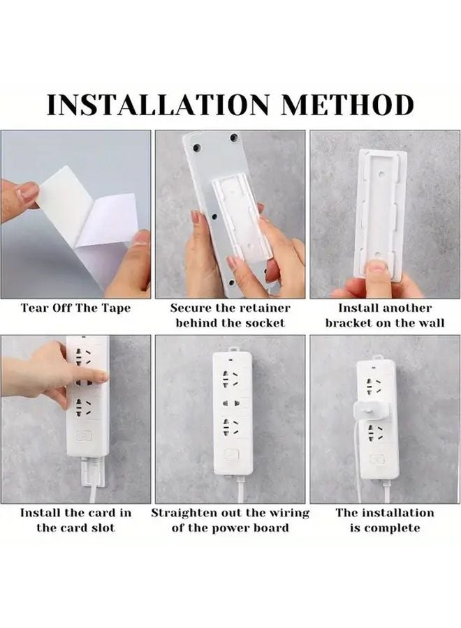 White 6 Pack Heavy Duty Power Strip Holder No Drill Self Adhesive Socket Organizer - Image 4