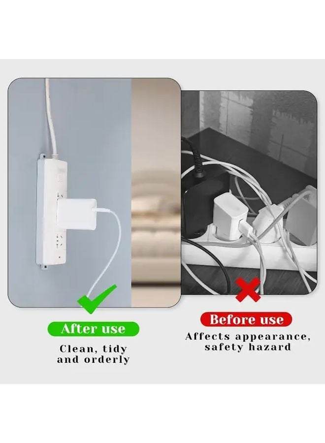 White 6 Pack Heavy Duty Power Strip Holder No Drill Self Adhesive Socket Organizer - Image 5