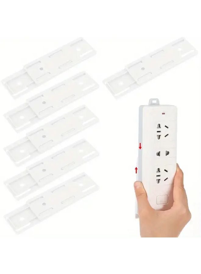 White 6 Pack Heavy Duty Power Strip Holder No Drill Self Adhesive Socket Organizer - Image 1