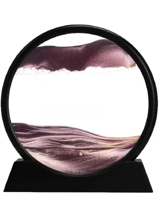 Hourglass - Sand Scenery Quicksand Art Picture 3D Round Deep Sea Glass for Adults and Kids Large Desktop Art Toys - Glass Frame Round Picture Frame 3D Deep Sea Quicksand Art Design for Relaxation Home Office Decor - Flowing Sand Painting - 3D Round Deep Sea Glass Flowing Sand Frame - Desktop Home Decorations - Image 4