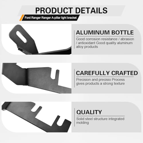 KMFCDAE Ditch led Fog Light Brackets Hood Hinges Mount LED Pods Work Lighting Bracket Compatible with Ford Ranger 2023 2024 2025 (No Drilling) - Image 3