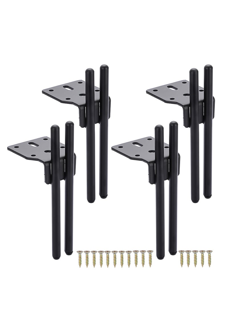 SYOSI - 4pcs Modern Black Iron Furniture Support Legs, Metal Feet for Diy TV Cabinet, Ottoman, Cupboard, Sofa and More, 15cm - Image 1
