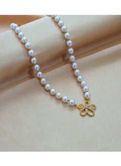 Generic Fashionable and simple temperament retro high-end pearl retro diamond small flower pearl braided necklace  - Image 2