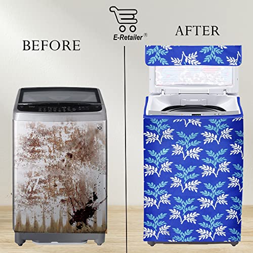 E-Retailer Washing Machine Cover for Top Load 5kg to 7.5kg | Light Weight Dustproof Cover with Zip Enclosure | Leaf Fully Automatic Washer Protector for Indoor Outdoor Use | Size 23x23x35 Inch - Image 4