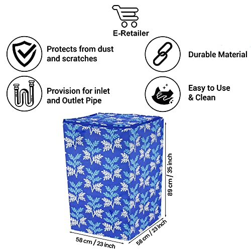 E-Retailer Washing Machine Cover for Top Load 5kg to 7.5kg | Light Weight Dustproof Cover with Zip Enclosure | Leaf Fully Automatic Washer Protector for Indoor Outdoor Use | Size 23x23x35 Inch - Image 3