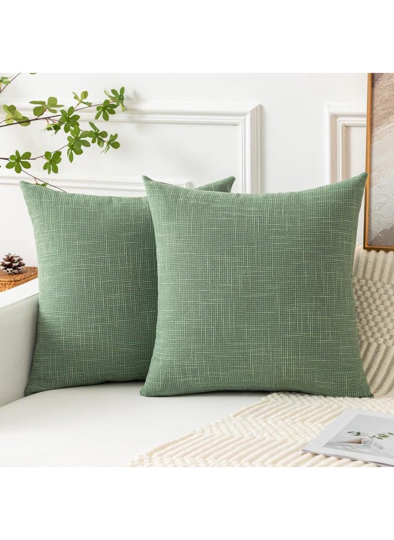 K KEVIN TEXTILE Kevin Textile Set of 2 Sage Green Pillow Covers 18 x 18 Inch Farmhouse Boho Decorative Throw Pillow Covers Linen Cushion Covers for Sofa Couch D?cor  - Image 1