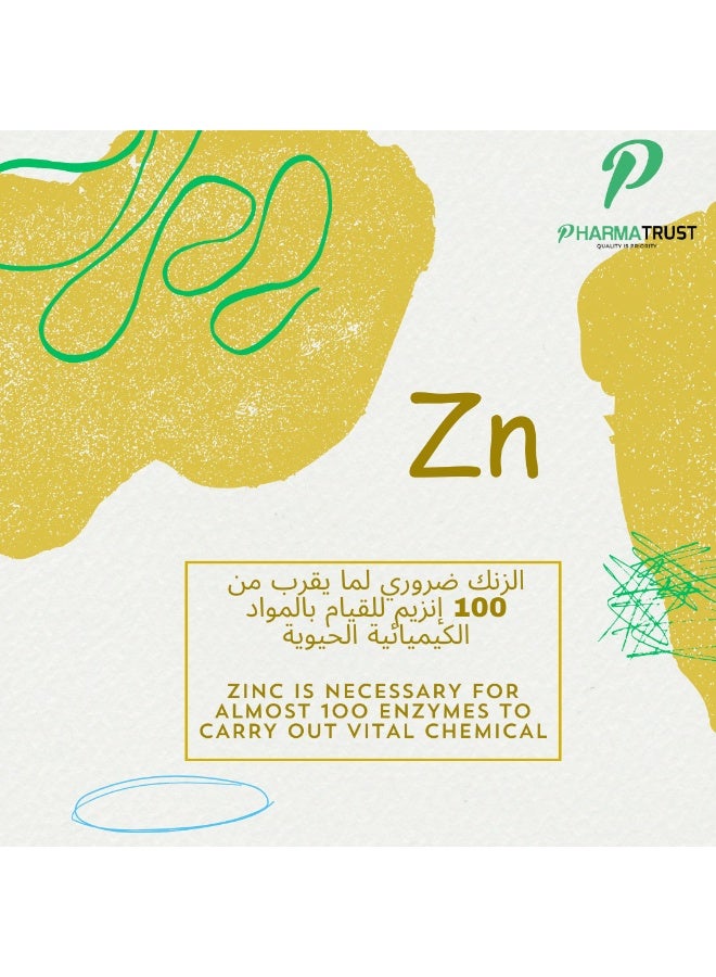 تراست زنك ٥٠ ملغ من تراست - دعم الجهاز المناعي، صحة الشعر والبشرة والأظافر، مضاد للأكسدة وشفاء الجروح - ٦٠ قرصًا - Image 4