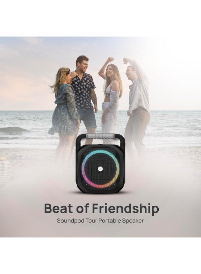 Smartix Portable Bluetooth Speaker Wireless Speaker with Loud Stereo Sound & Powerful Bass, Dynamic EQ, RGB Light, Bluetooth V5.0, Double Pairing, AUX-IN, Mic, USB Flash, FM Radio - Black - Image 2