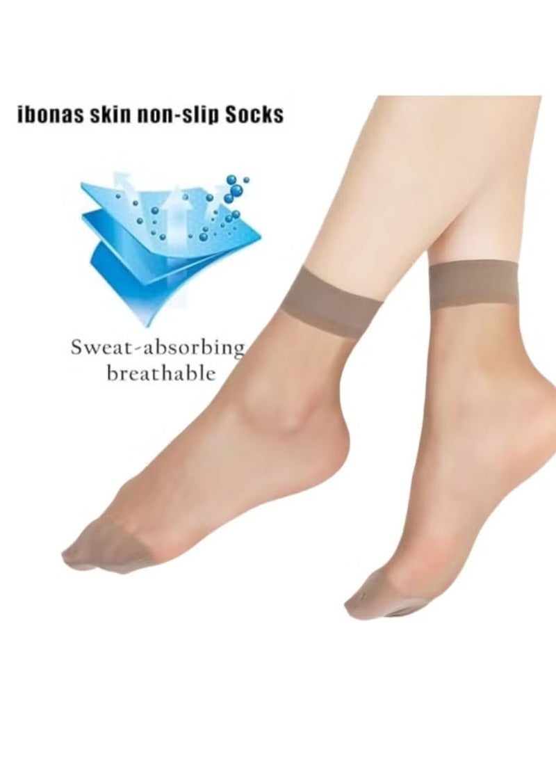روني جوارب قصيرة للنساء، نمط رقيق، جوارب حريرية ربيعية وصيفية مضادة للخطاف، جوارب رقيقة للغاية ومقاومة للتآكل ومتينة بلون اللحم، جوارب قصيرة نسائية، جوارب كاحل مرنة وحريرية (5 أزواج، أسود) - Image 3