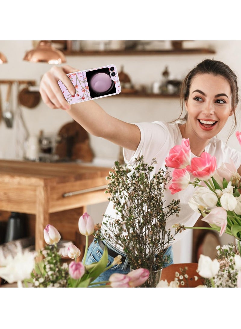 Excefore For Galaxy Z Flip 5 Case with Strap, Hard PC Case Shockproof Cover, Ideal for Women and Girls - Compatible with Samsung Galaxy Z Flip 5 5G 2023 (Cute Flower) - Image 5